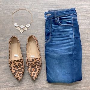 Cheetah Print Pointed-Toe Flats, Size 7.5